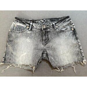Coogi Cut Off Shorts Womens‎ 32 Gray Denim Raw Hem Button Ladies.